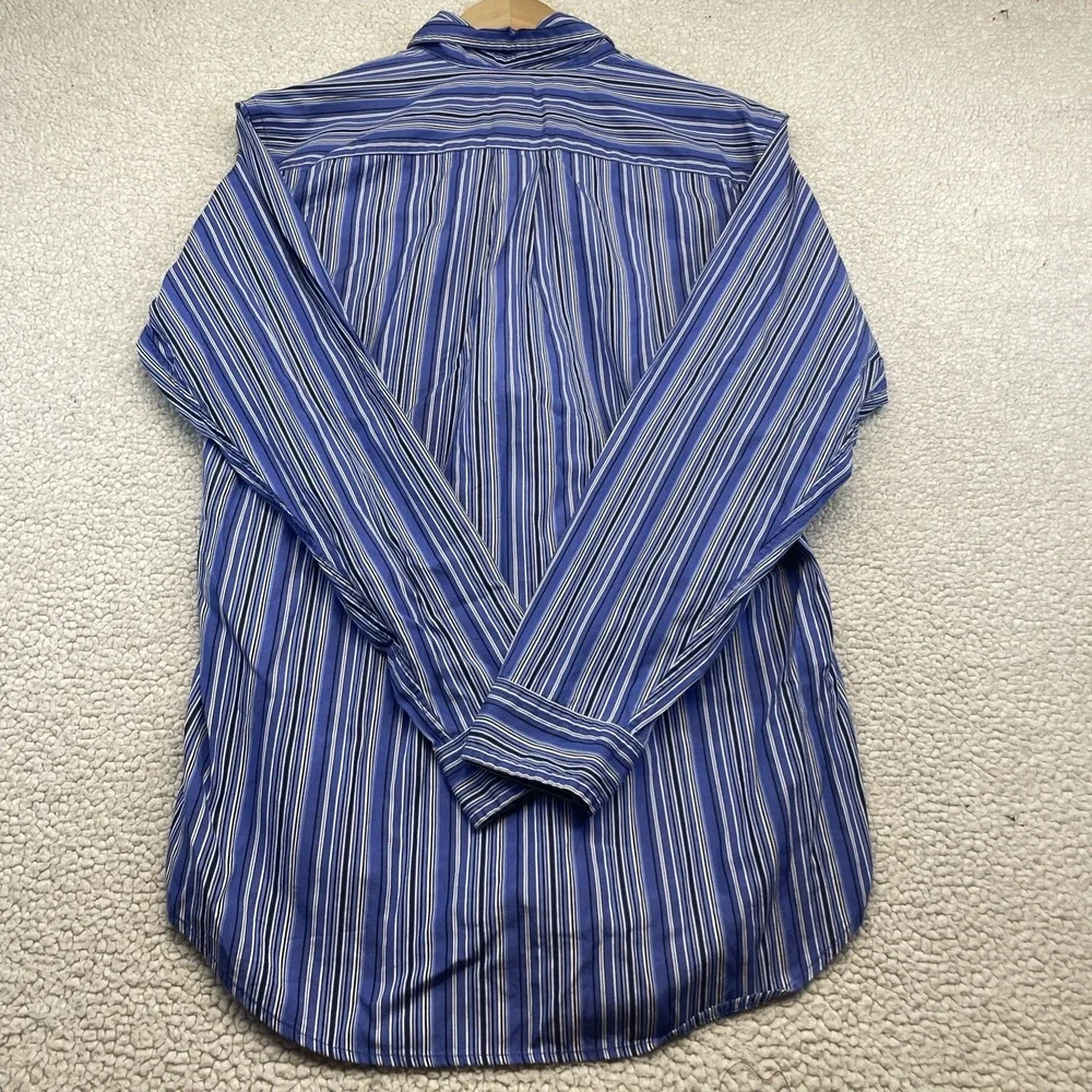 Ralph Lauren Button Down Boy XL Blue Striped Pony Logo Long Sleeve Shirt